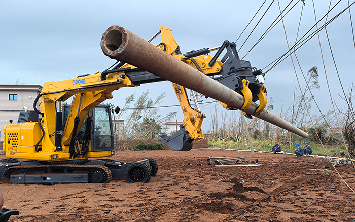 “摩羯”來襲，徐工開挖立桿一體機跑贏時間助力抗災復電搶修