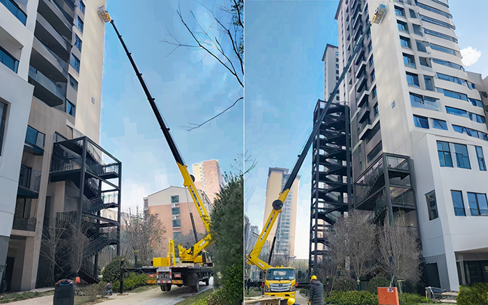 高樓施工遇 “攔路虎”？徐工 GKS45A 小飛臂 “精準(zhǔn)走位”